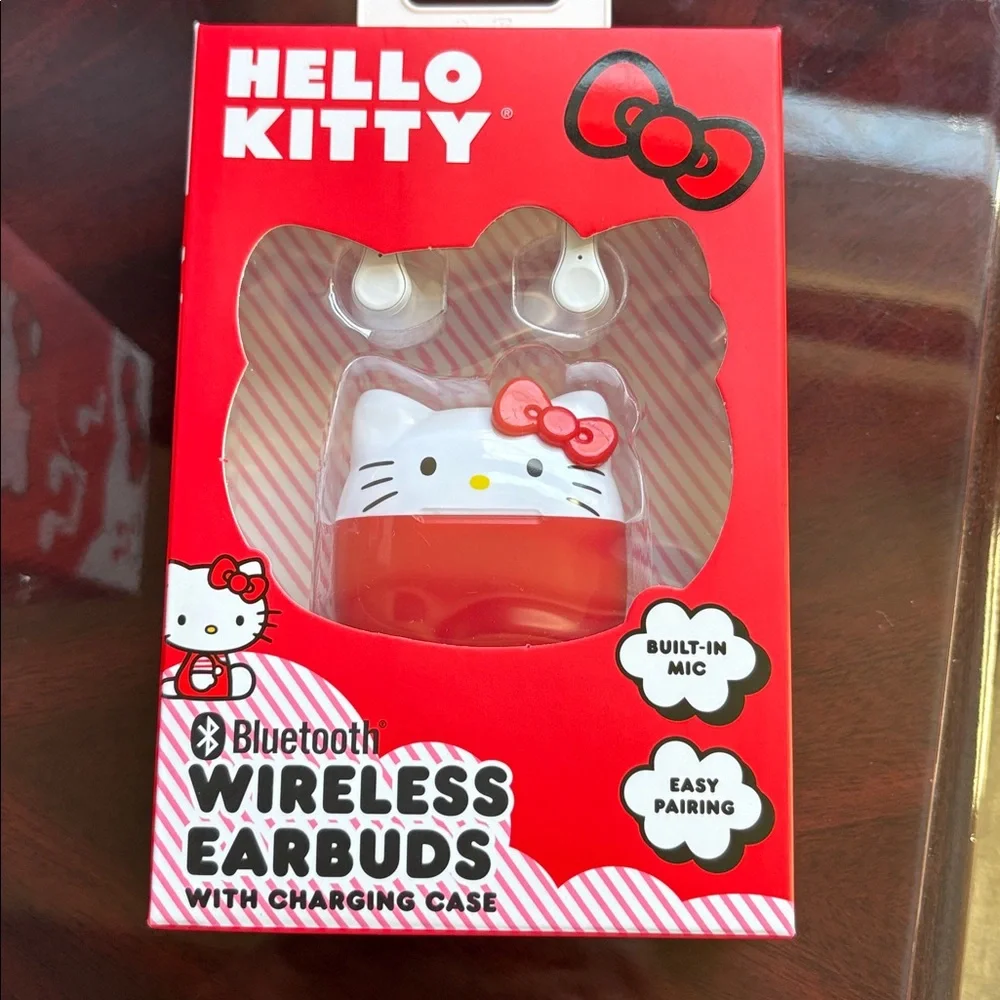 Hello Kitty Bluetooth Headphones and Earbuds Set - Red, White, and Black